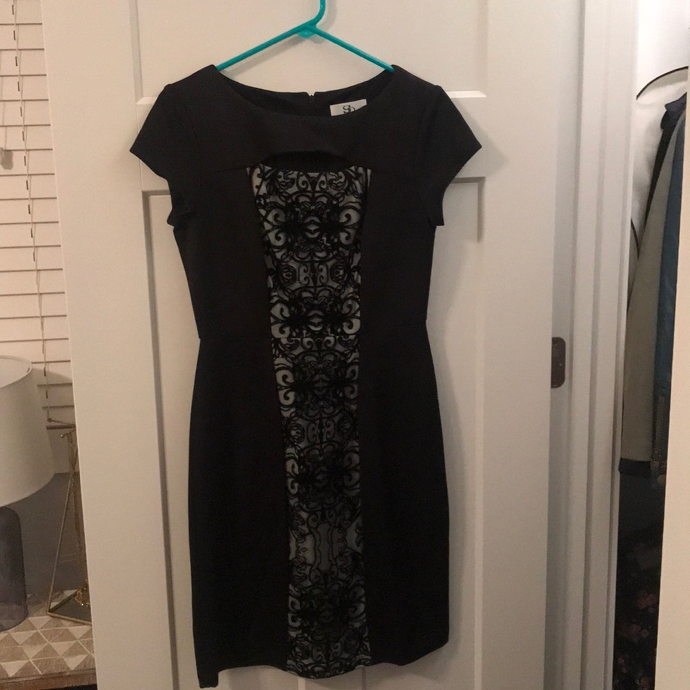 Black & gray, lace panel dress- size 4